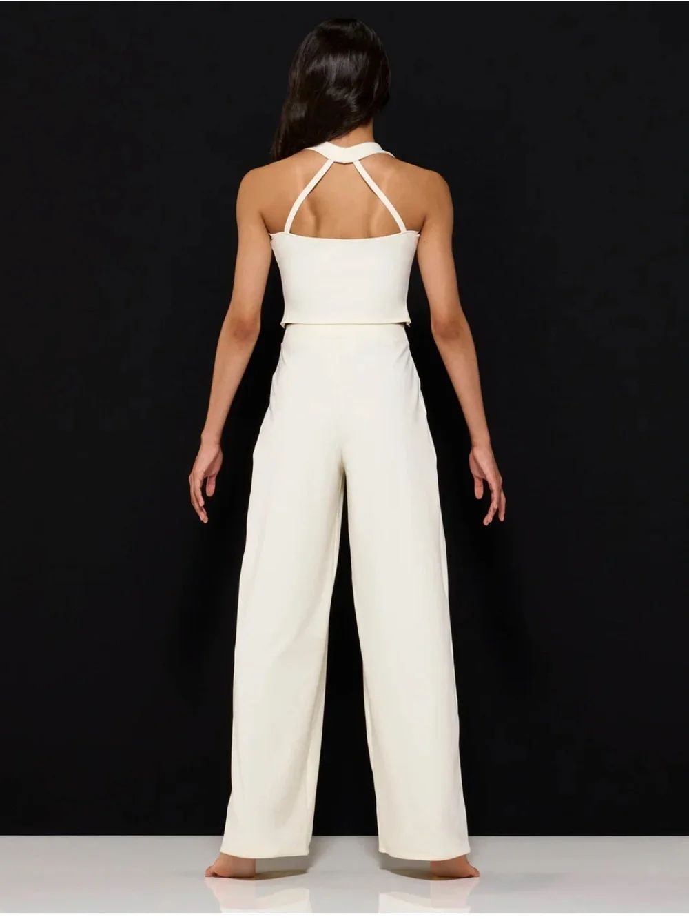 Kelle Elements of Style Cream Wide-Leg pant and vest